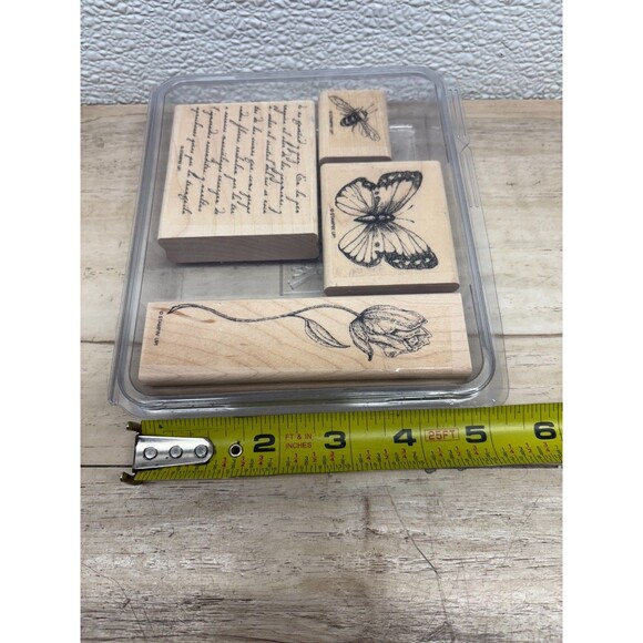 Stampin Up Flores Suaves Set Of 4 Wood Mounted Rubber Stamps - Picture 5 of 5